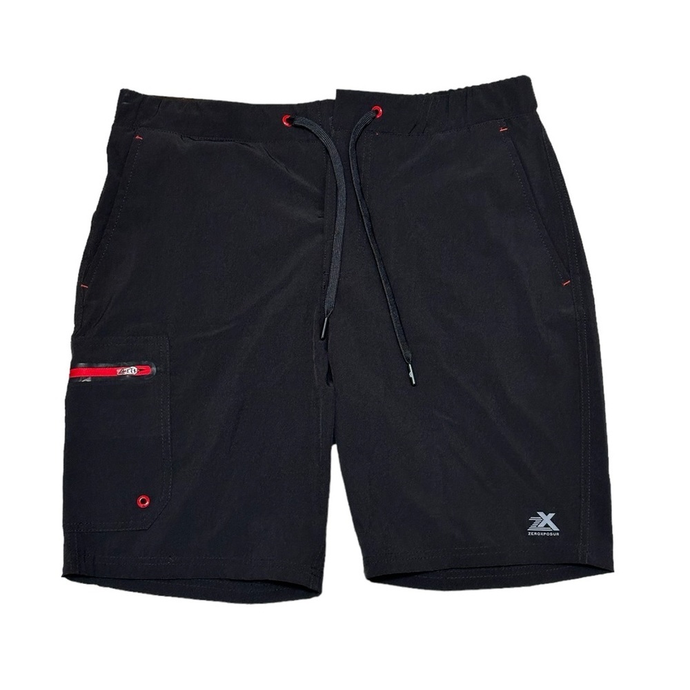 Men's Zeroxposur Medium Swim Drawstring Shorts Trunks Hybrid Black Elastic Waist - Picture 3 of 10